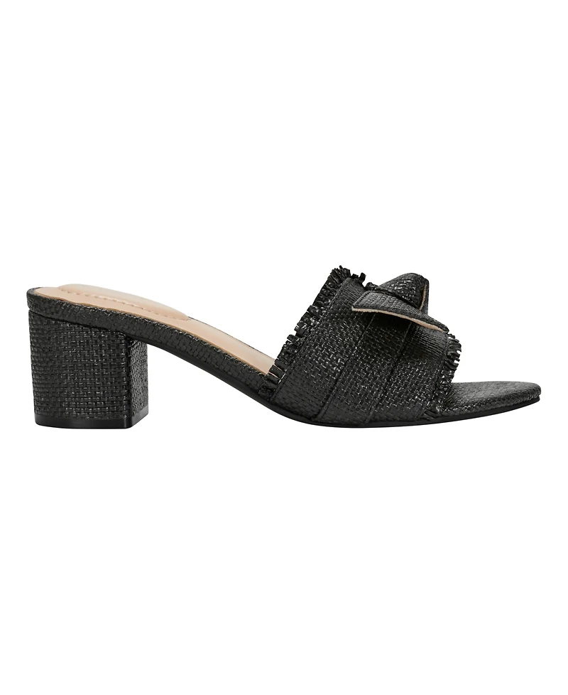 Bandolino Women's Arden Raffia Knotted Bow Block Heel Sandals