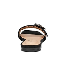 Bandolino Women's Silla Scallop Buckle Flat Slide Sandals