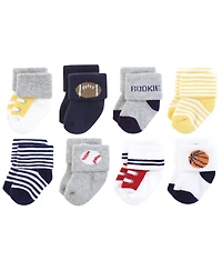 Hudson Baby Boys Comfort 8-Pack Terry Socks