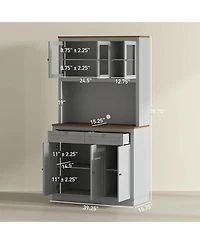 Homcom 71" Tall Kitchen Pantry Storage Cabinet with Microwave Sd,