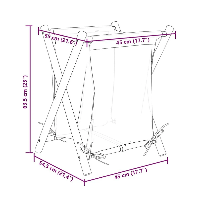 Laundry Basket Cream White 17.7"x21.7"x25" Bamboo