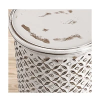 Decker Distressed Hardwood Global Drum End Table