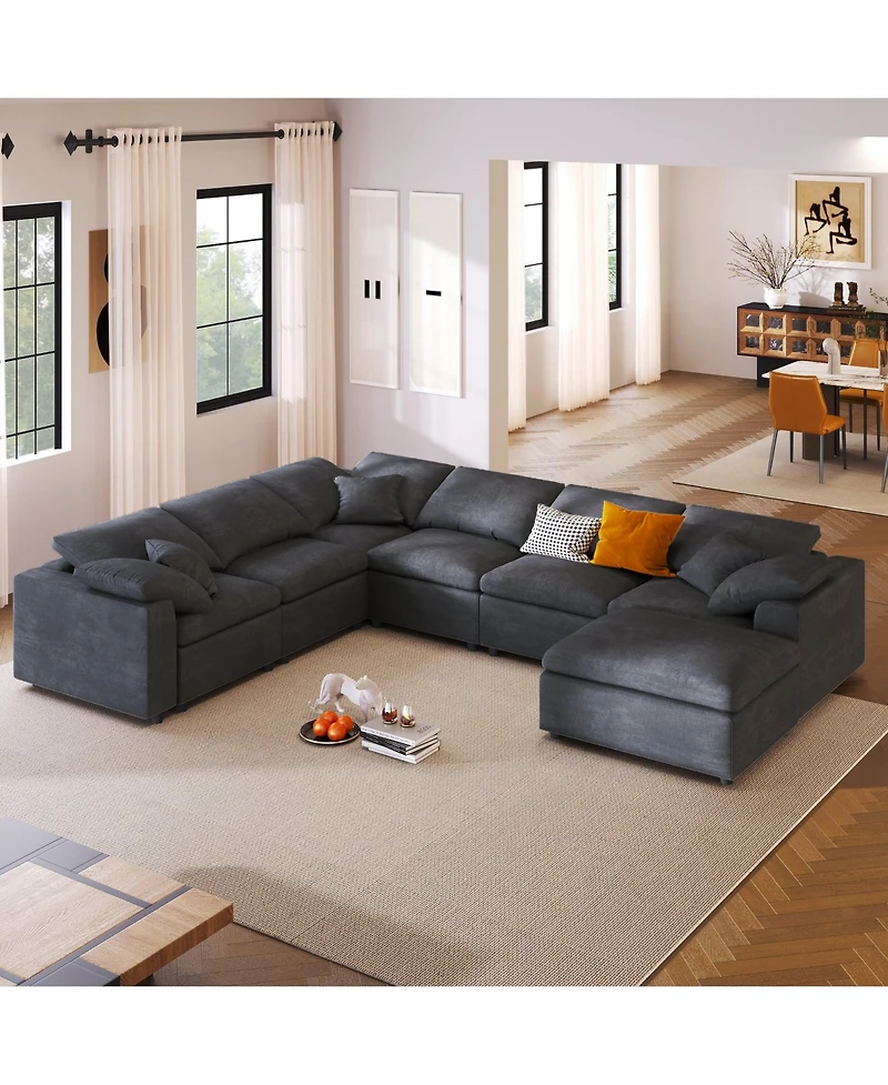 Oversized Modular Sectional Sofa with Ottoman L Shaped Corner Sectional for Living Room, Office, Spacious Space