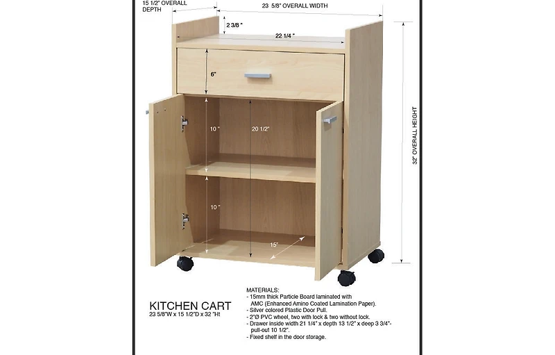 Kings Brand Furniture Northbury 2-Door Microwave Accent Cabinet