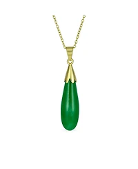 Bling Jewelry Elongated Teardrop Natural Stone Pendant Necklace in Sterling Silver
