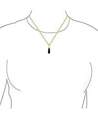 Bling Jewelry Classic Natural Stone Elongated Dangle Teardrop Pendant Necklace Gold Plated Silver