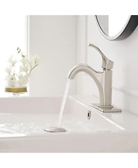 Single-Handle Single-Hole Farmhouse Bathroom Faucet Drip-Free Lavatory Rv Sink Brushed Gold