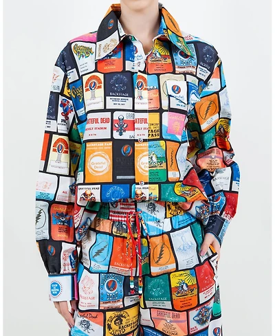 Meghan Fabulous Women's Grateful Dead Backstage Pass Print Long Sleeve Shirt