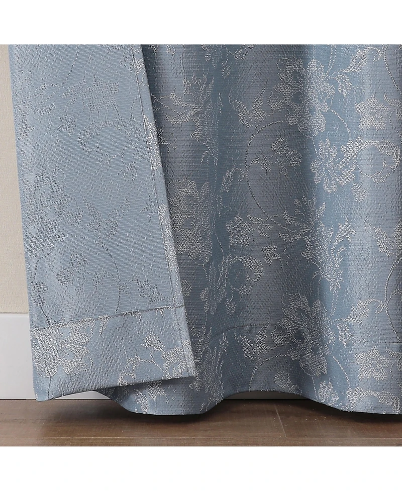 Kate Aurora 2 Piece Versailles Floral Grommet Top Window Curtain Panels