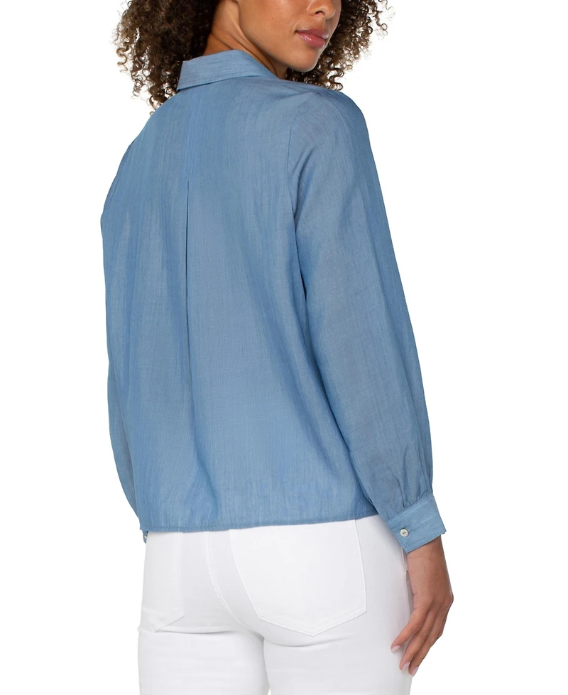 Liverpool Los Angeles Women's Long Sleeve Pintuck Woven Top