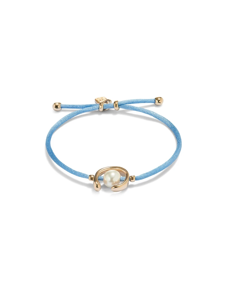 UNOde50 Blue Thread Cultivated Pearl Leather Bracelet