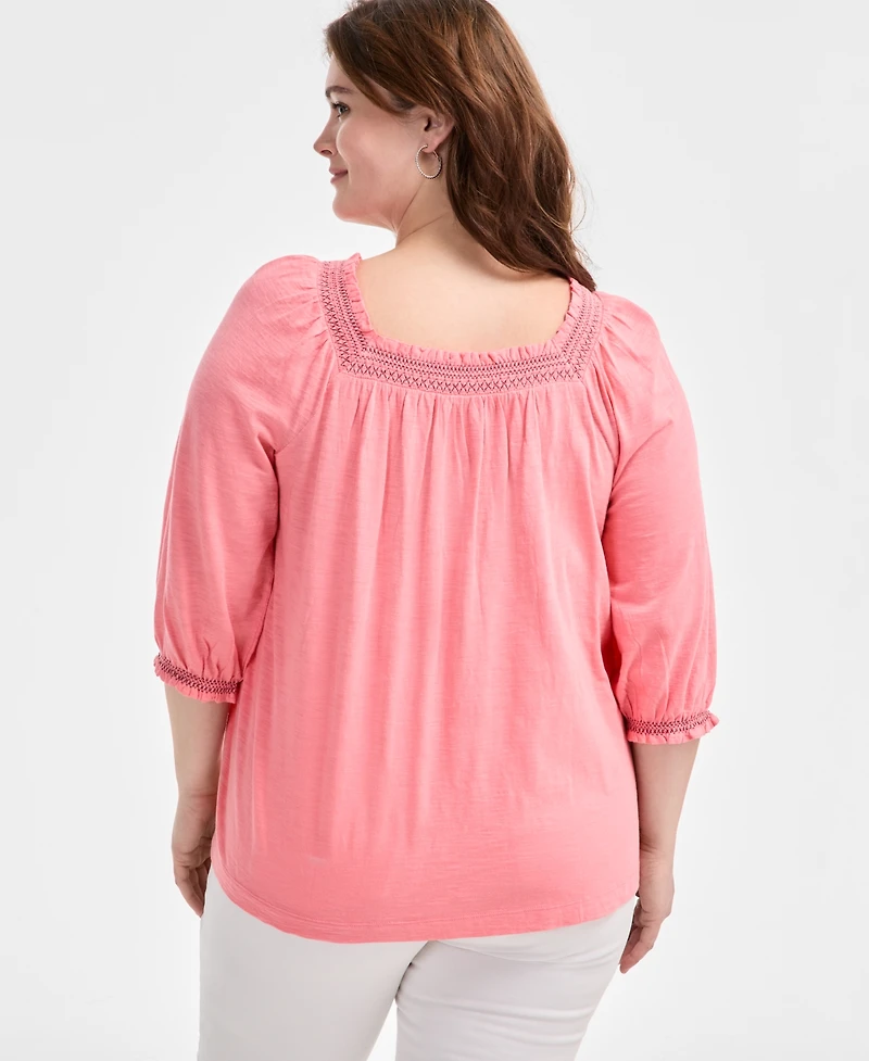 Style & Co Plus 3/4-Sleeve Top, Exclusively at Macy's