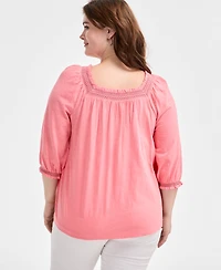 Style & Co Plus 3/4-Sleeve Top, Exclusively at Macy's