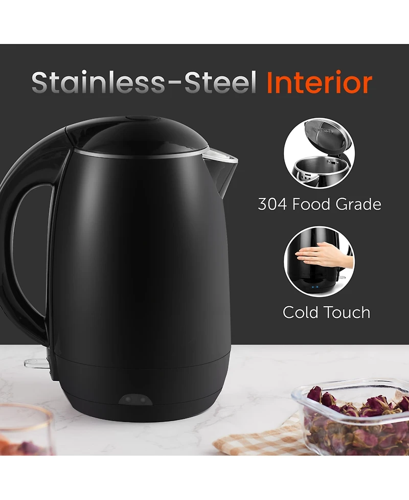 Elite Cuisine 1.8-Qt. Cool-Touch Electric Kettle with Stainless Steel Interior