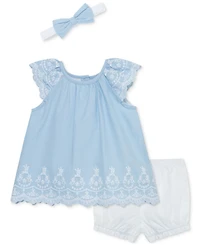 Little Me Baby Girls 3-Pc. Cotton Eyelet Tunic, Shorts & Headband Set