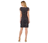 Adrianna Papell Women's Beaded Cap-Sleeve Sheath Dress