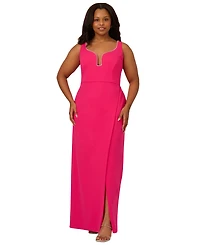 Adrianna Plus Embellished Crepe Gown