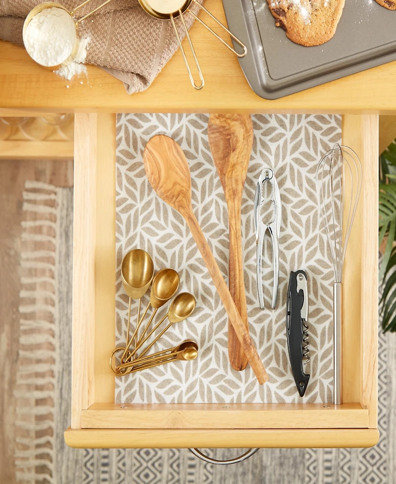 Design Imports Leaf Print Fridge Liner 6 Pack Set, 24" x 12"