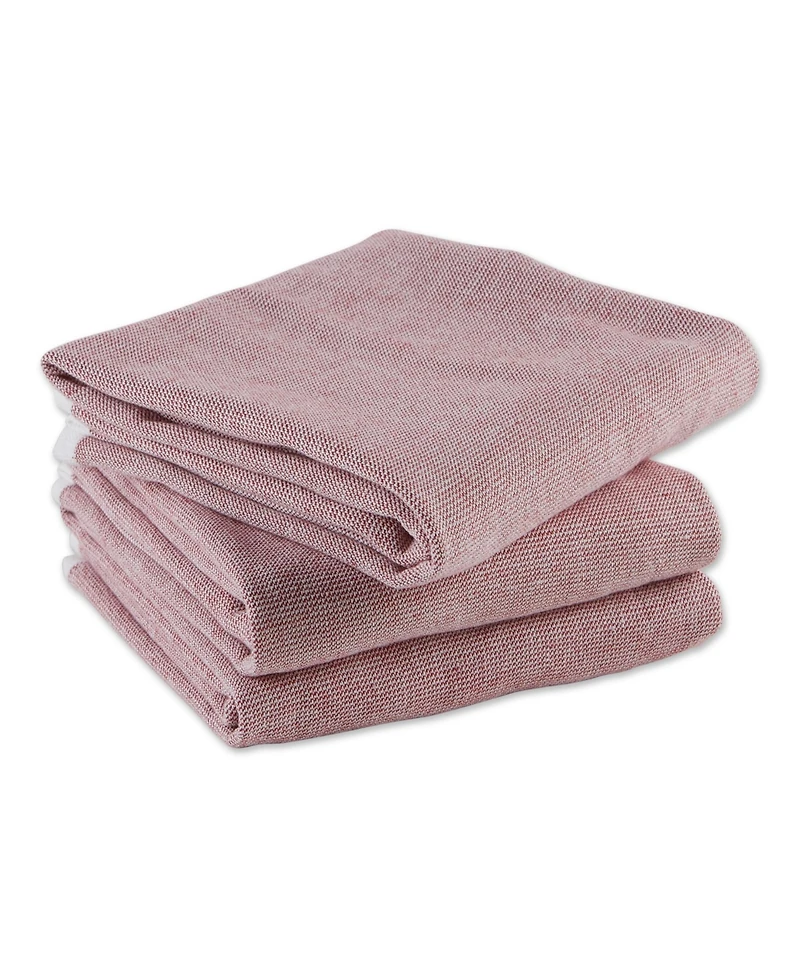 Design Imports French Terry Chambray Solid Cotton Dishtowel 3 Pack Set, 18" x 28"