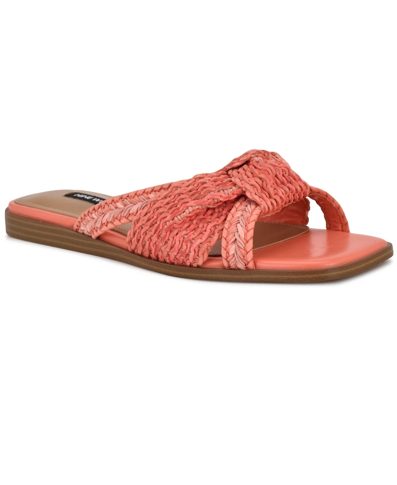 Nine West Women's Omansa Square Toe Casual Flat Sandals