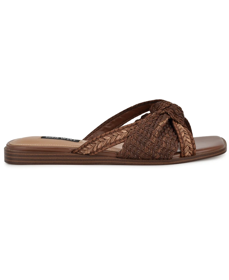 Nine West Women's Omansa Square Toe Casual Flat Sandals