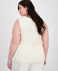 Anne Klein Plus Pucker-Wave Knit Sleeveless Top