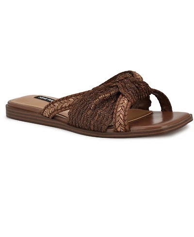 Nine West Women's Omansa Square Toe Casual Flat Sandals