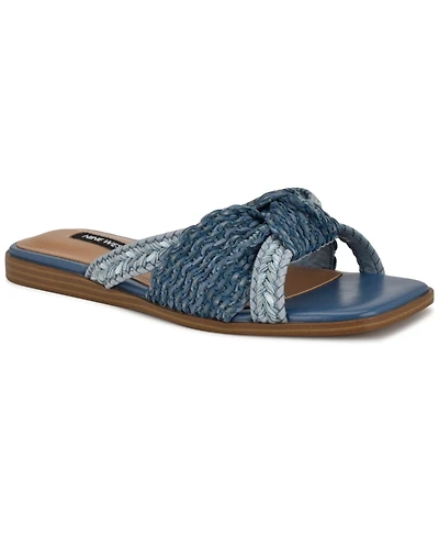 Nine West Women's Omansa Square Toe Casual Flat Sandals