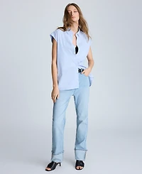 Kenneth Cole Women's Cotton Striped Drop-Shoulder Shirt
