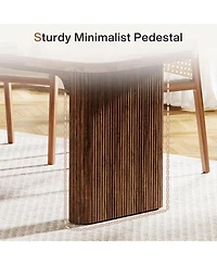 Tribesigns Farmhouse Dining Table for 4-6 People, 62-Inch Modern Kitchen with Double Robust Pedestal, Wooden Dinner Table(Only Table)