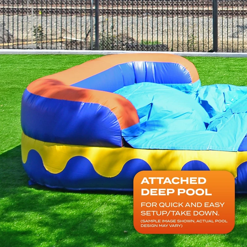 JumpOrange Commercial Grade Inflatable 14' Dolphin Splash Xtreme Party Water Slide, 100% Pvc Vinyl With Air Blower