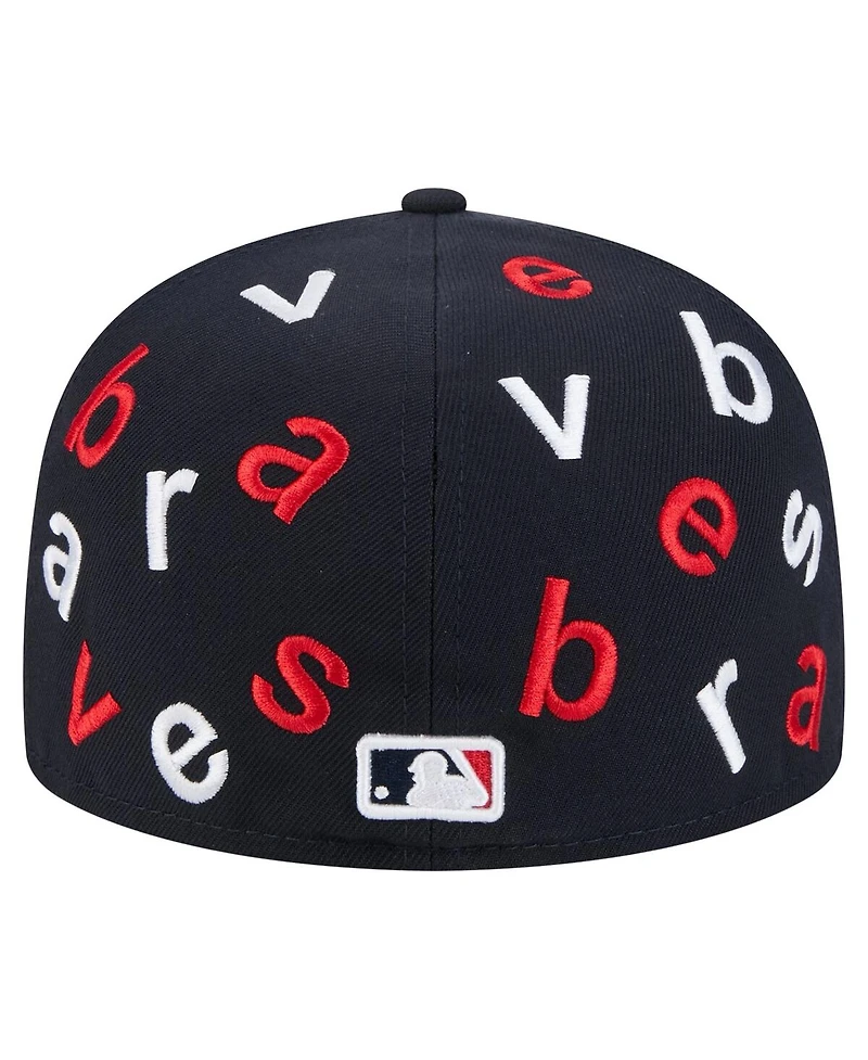New Era Men's Navy Atlanta Braves Team Confetti 59FIFTY Fitted Hat