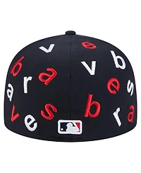 New Era Men's Navy Atlanta Braves Team Confetti 59FIFTY Fitted Hat