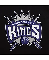 Mitchell & Ness Men's Black Sacramento Kings Chainstitch Applique Vintage Heavyweight Pullover Hoodie