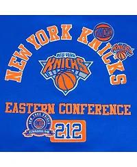 Pro Standard Women's Blue New York Knicks Area Code Cropped Pullover Sweatshirt