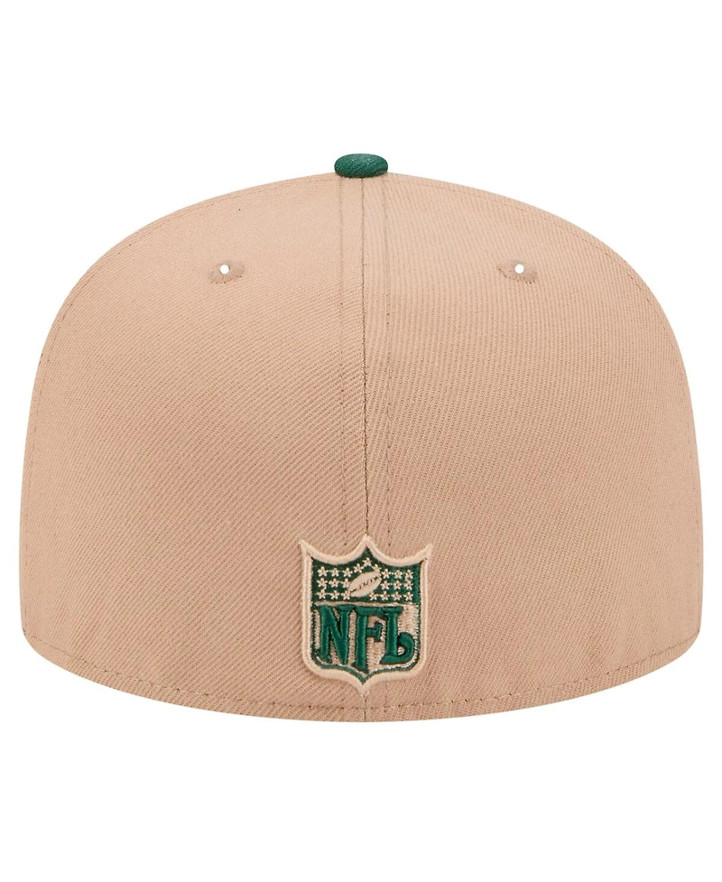 New Era Men's Tan/Green Bay Packers Throwback Logo Main 59FIFTY Fitted Hat