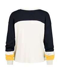 '47 Brand Women's Cream Michigan Wolverines Double Header Curve Raglan Long Sleeve T-Shirt