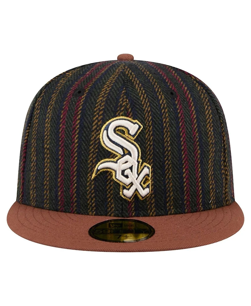 New Era Men's Brown Chicago White Sox Vintage Herringbone 59FIFTY Fitted Hat