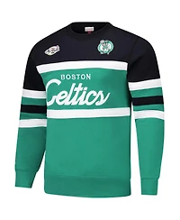Mitchell & Ness Men's Kelly Green/Black Boston Celtics Hardwood Classics Vintage Logo Head Coach Pullover Sweatshirt
