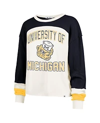 '47 Brand Women's Cream Michigan Wolverines Double Header Curve Raglan Long Sleeve T-Shirt