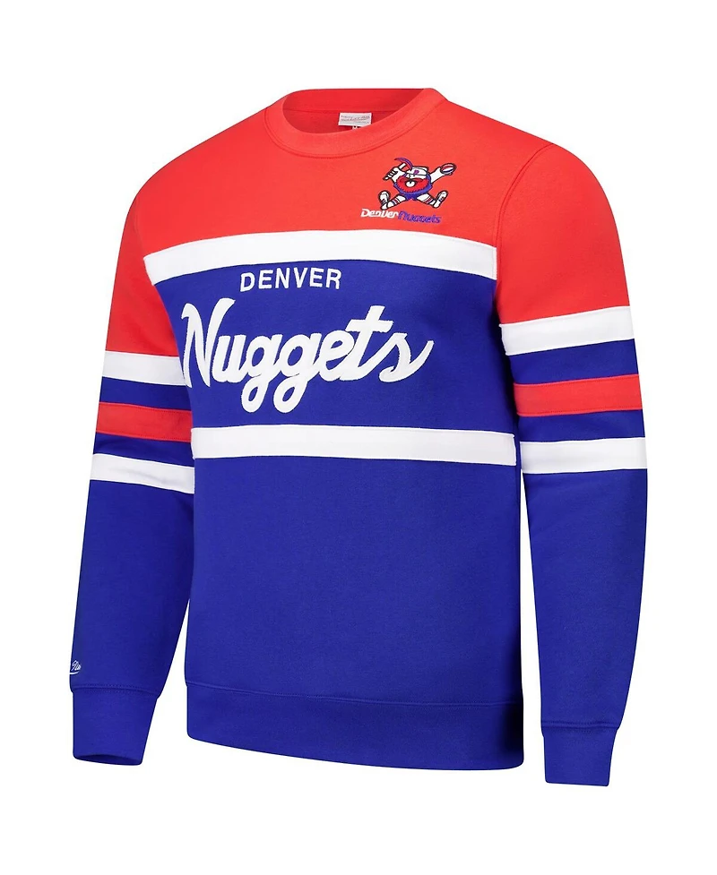 Mitchell & Ness Men's Royal/Red Denver Nuggets Hardwood Classics Vintage Logo Head Coach Pullover Sweatshirt