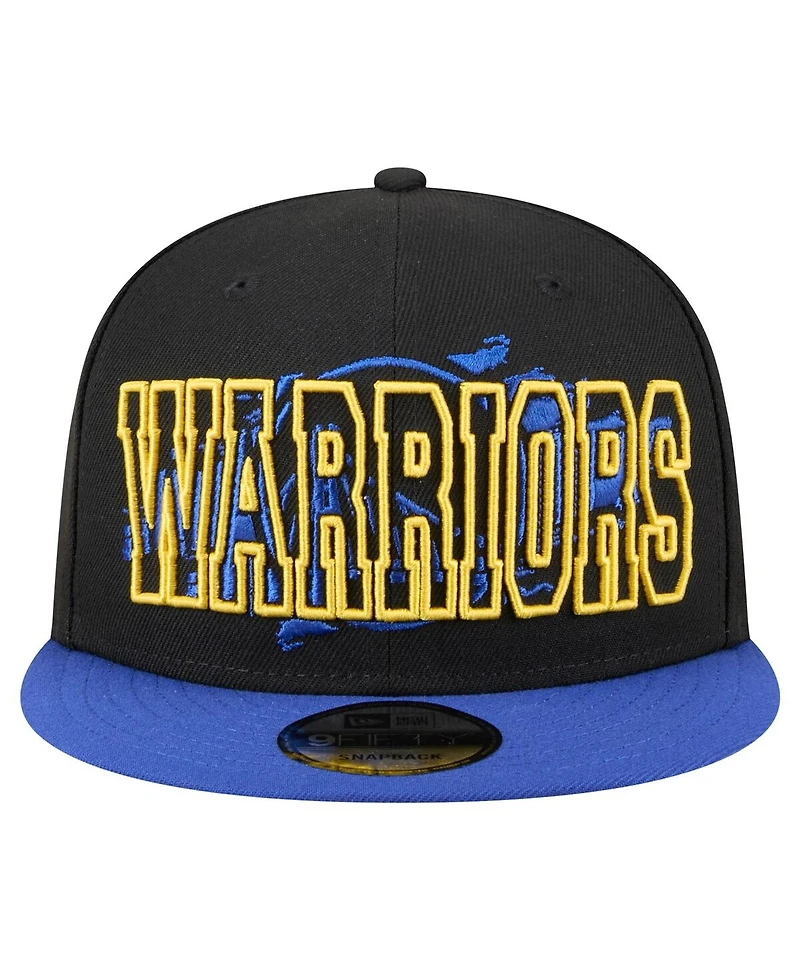 New Era Men's Black/Royal Golden State Warriors Sport Night Splatter 2-Tone 9FIFTY Snapback Hat