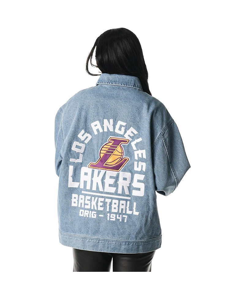 The Wild Collective Men's and Women's Blue Los Angeles Lakers Coaches Full-Zip Denim Jacket