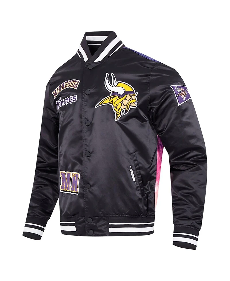 Pro Standard Men's Black Minnesota Vikings Sublimated Satin Full-Snap Jacket