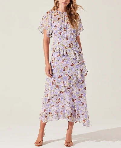 Astr the Label Women's Floramae Floral Ruffle-Trim Midi Dress