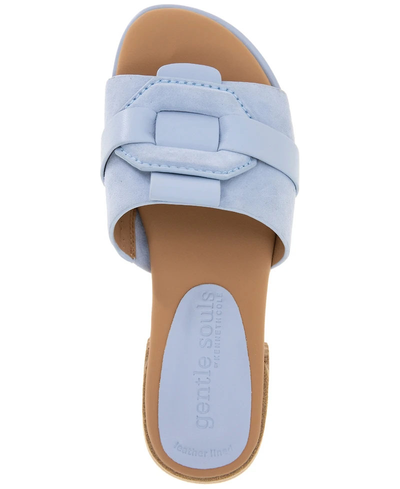 Gentle Souls Women's Hudson Mixed-Media Flat Sandals