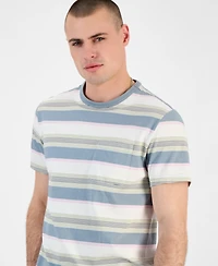 Sun + Stone Men's Regular-Fit Stripe Pocket T-Shirt