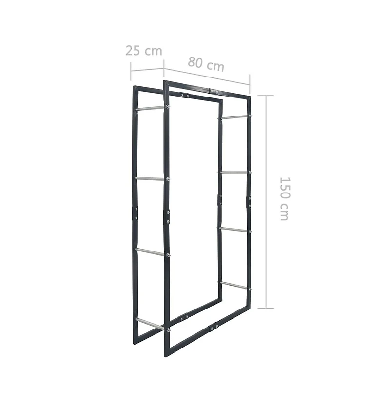Firewood Rack Black 31.5"x9.8"x59.1" Steel
