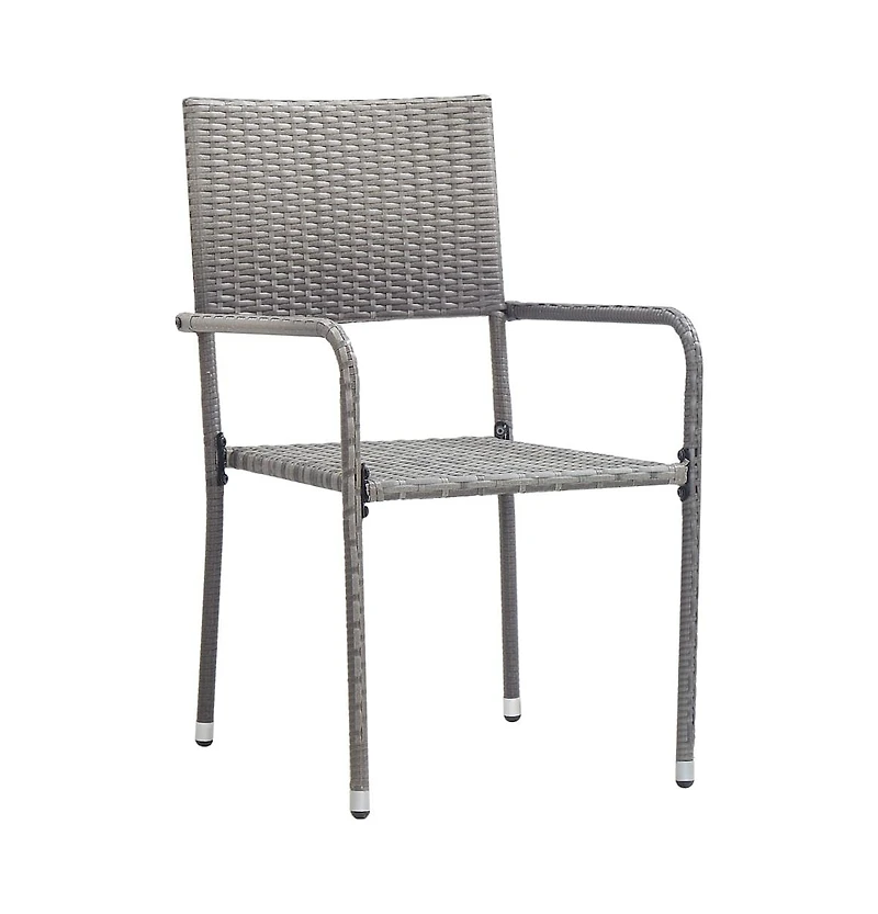 Patio Dining Chairs 4 pcs Stackable Gray Poly Rattan