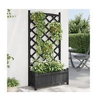Planter with Trellis Black Solid Wood Fir